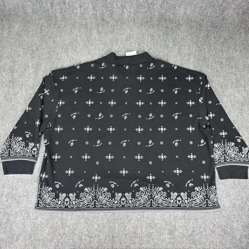 Savage X Fenty Shirt Womens 4X Black Bandana Paisley Long Sleeve Polo Top - Picture 4 of 16